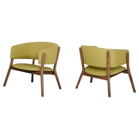 Modrest Dante Modern Accent Chair - Gold and Walnut (Set of 2)