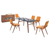 Modrest Zeppelin 5 Pieces Dining Set - Orange, Walnut