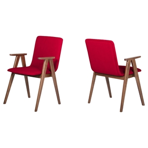 Modrest Maddox Dining Chair - Red, Walnut (Set of 2) 