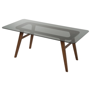 Modrest Zeppelin Dining Table - Walnut, Smoked Glass 