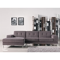 Divani Casa Forli Sectional Sofa - Gray, Tufted