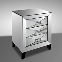 Modrest Warwick Nightstand - 3 Drawers, Mirrored