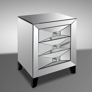 Modrest Warwick Nightstand - 3 Drawers, Mirrored 