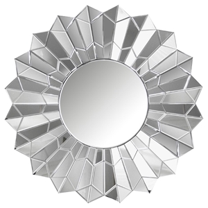 Modrest Lotus Modern Wall Mirror - Round, Mirrored 