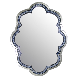 Modrest Nebula Modern Wall Mirror - Curvy Frame, Mirrored, Blue 