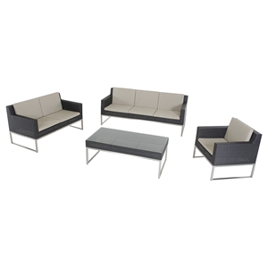 Renava Cabo 4 Pieces Outdoor Sofa Set - Beige and Black 