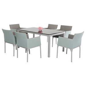 Renava Cyan 7 Pieces Outdoor Dining Set - Gray 