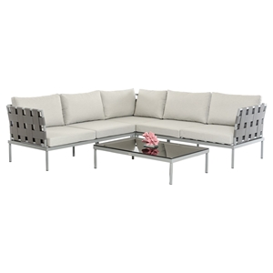 Renava Hamptons Modern Outdoor Sectional Sofa Set - Beige 