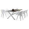 Renava Rhodes 7 Pieces Outdoor Rectangular Dining Set - White - VIG-VGMNRHODES-RECT