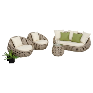 Renava Akoi Modern 4 Pieces Patio Sofa Set - Brown 