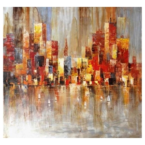 Modrest Abstract Harbor Oil Painting - Multicolor 