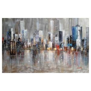 Modrest Abstract City Harbor Oil Painting - Multicolor 