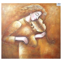 Modrest Woman & Violin Oil Painting - Orange