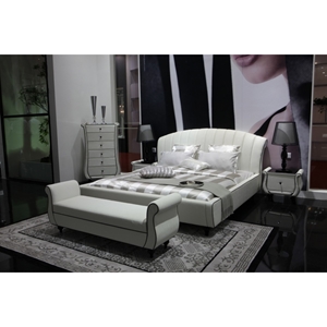 Modrest Auspicious Transitional Leather Eastern King Bed - White 