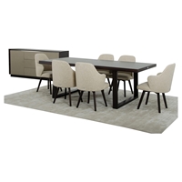 A&X Caligari 8 Pieces Modern Oak Dining Set - Gray and Black