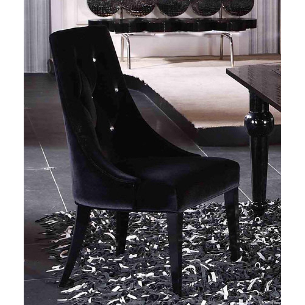 A&X Charlotte Velour Dining Chair - Black (Set of 2) | DCG Stores