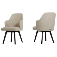 A&X Caligari Modern Oak Fabric Dining Chair - Off-White (Set of 2)