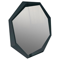 A&X Octagon Modern Lacquer Mirror - Black Crocodile