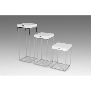 A&X 3 Pieces Nesting Table Set - White Crocodile 