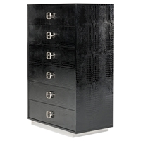 A&X Victoria Modern Chest - 6 Drawers, Black Crocodile