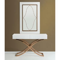 A&X Aversa Modern Console Table and Mirror - White Crocodile