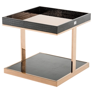 A&X Padua Modern Large End Table - Black and Gold 