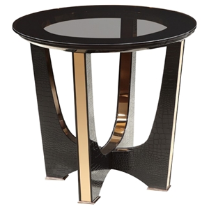 A&X Talin Modern End Table - Black Crocodile and Rosegold 