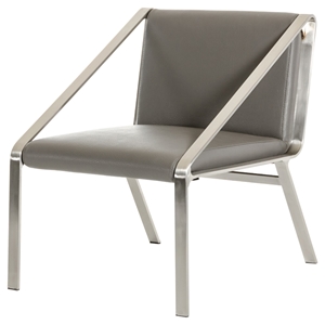 Modrest Brody Modern Bonded Leather Accent Chair - Gray 