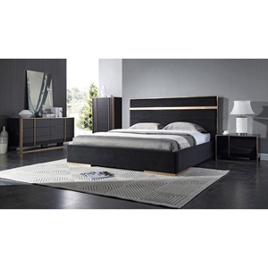 Nova Domus Cartier Modern 4 Pieces Bedroom Set - Black and Brushed Bronze 