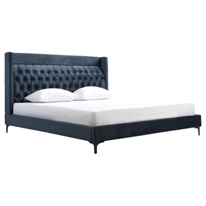 Modrest Wales Platform Bed - Blue, Tufted 