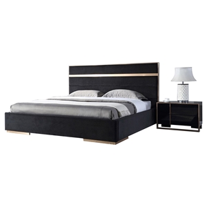 Nova Domus Cartier Modern 2 Pieces Bedroom Set - Black and Brushed Bronze 