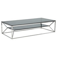 Modrest Facet Glass Coffee Table - Shelf, Smoked