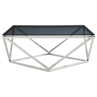 Modrest Vector Modern Coffee Table - Smoked, Chrome