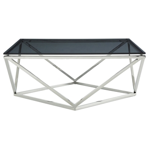 Modrest Vector Modern Coffee Table - Smoked, Chrome 