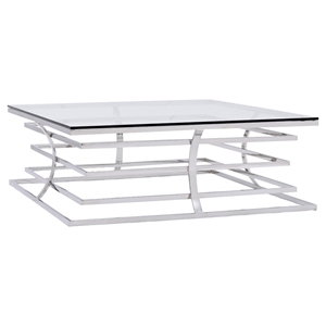 Modrest Snyder Coffee Table - Clear, Chrome 