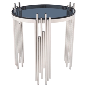 Modrest Totem End Table - Smoked, Chrome 