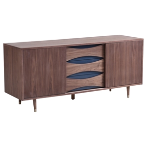 Modrest Gloria Modern Buffet - 3 Drawers, 2 Doors, Walnut 