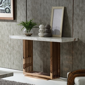 Modrest Kingsley Modern Rectangular Console Table - Rosegold and Gray 