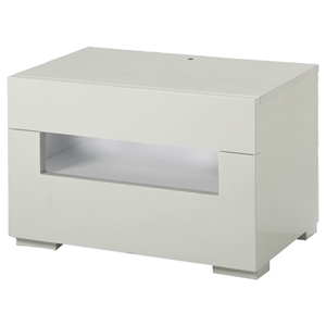 Modrest Ceres Modern LED Lacquer Nightstand - 2 Drawers, White 