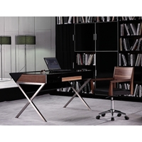 Modrest Orwell Minimal Office Desk - Black, Walnut