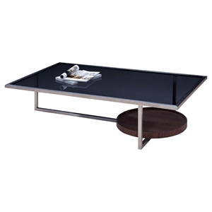 Modrest Cole Modern Rectangular Coffee Table - Smoked Glass 