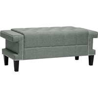 Cheshire Nailhead Bench - Button Tufted, Gray
