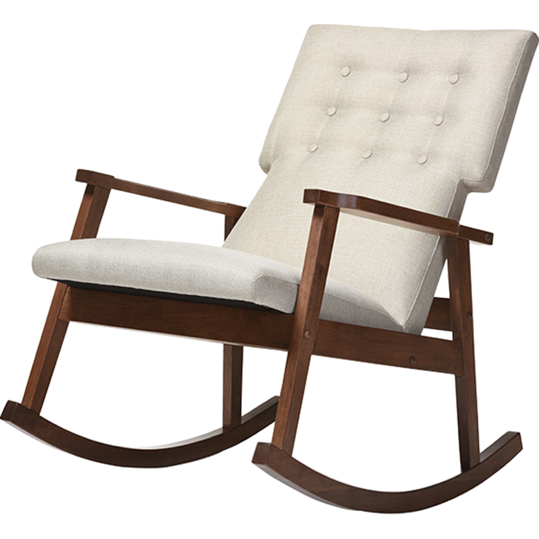 Agatha Upholstered Rocking Chair Button Tufted Light Beige DCG Stores   Bbt5179 Light Beige Rc 