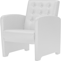 Jazz Faux Leather Club Chair - Button Tufted, White