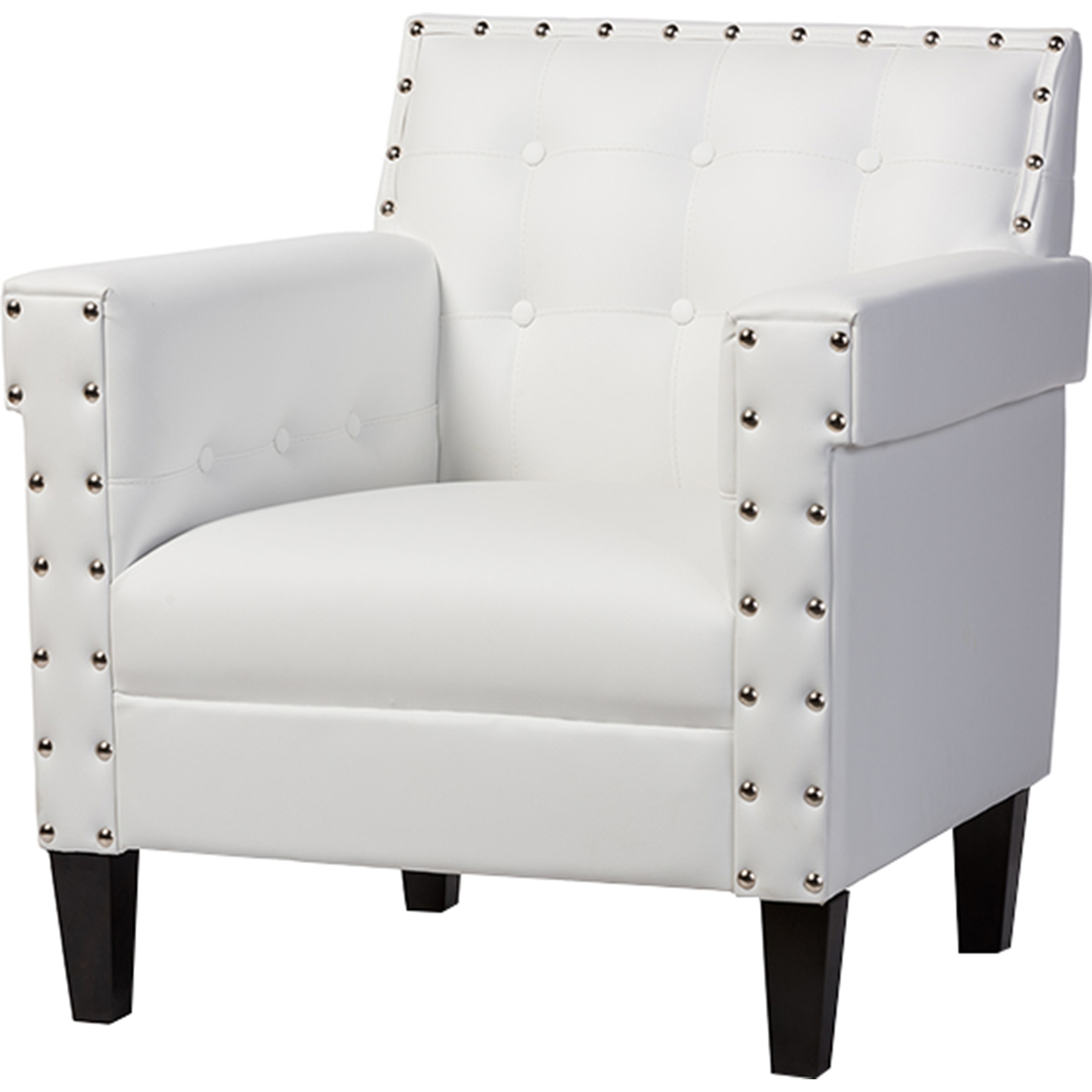 white leather chair with nailheads