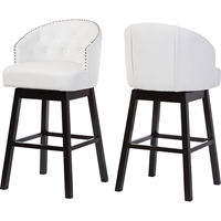 Avril Faux Leather Swivel Barstool - Nailhead, Button Tufted, White (Set of 2)