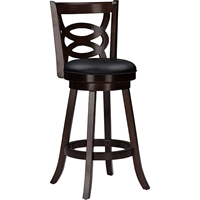 Anthea 29" Swivel Bar Stool - Brown Upholstered Seat, Espresso Frame (Set of 2)