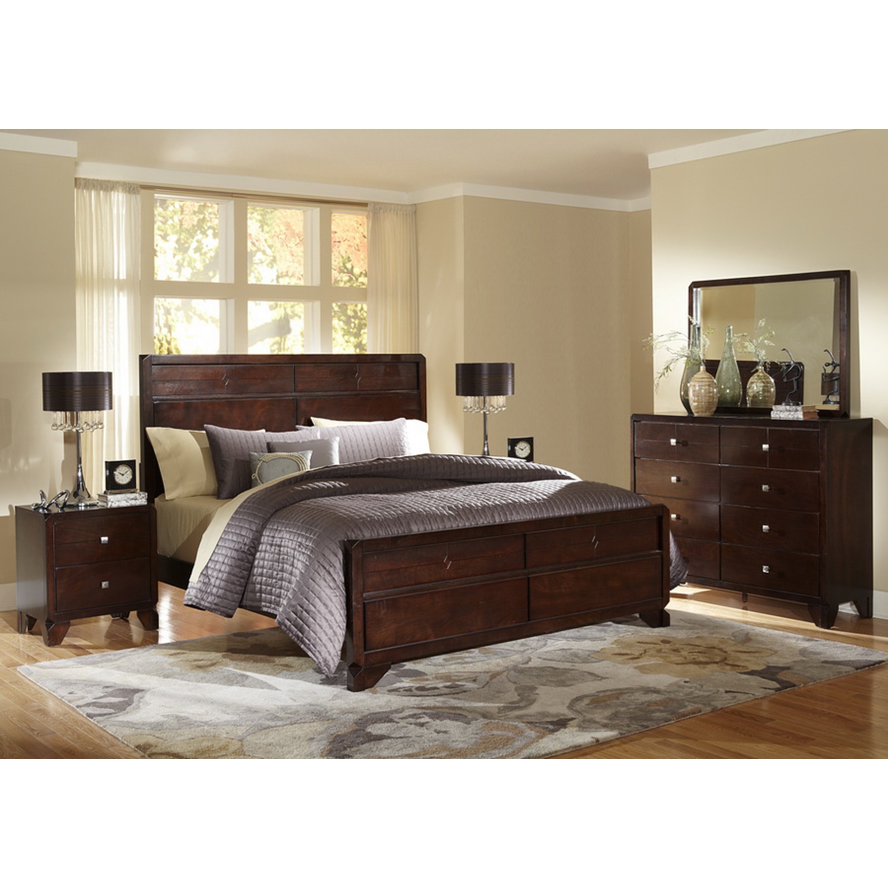 Dark wood deals bedroom set