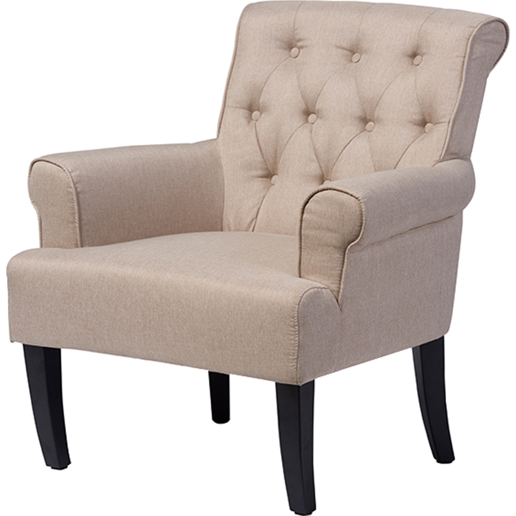 Barret Upholstered Rolled Arm Accent Club Chair Button Tufted Beige   Db 180 Beige 