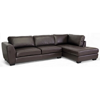 Orland Sectional Sofa - Dark Brown Leather, Right Facing Chaise